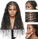 24" Hand-Tied Full Lace Boho Braided Wig (Black)