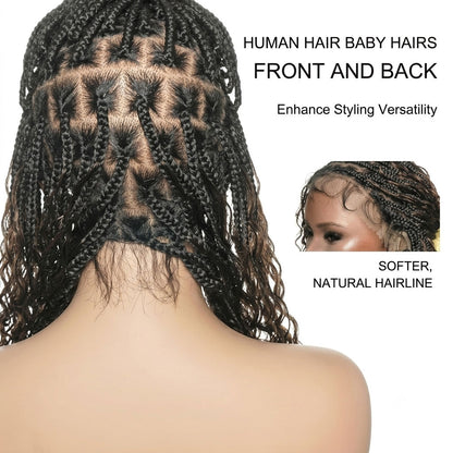 24" Hand-Tied Full Lace Boho Braided Wig (Dark Brown)